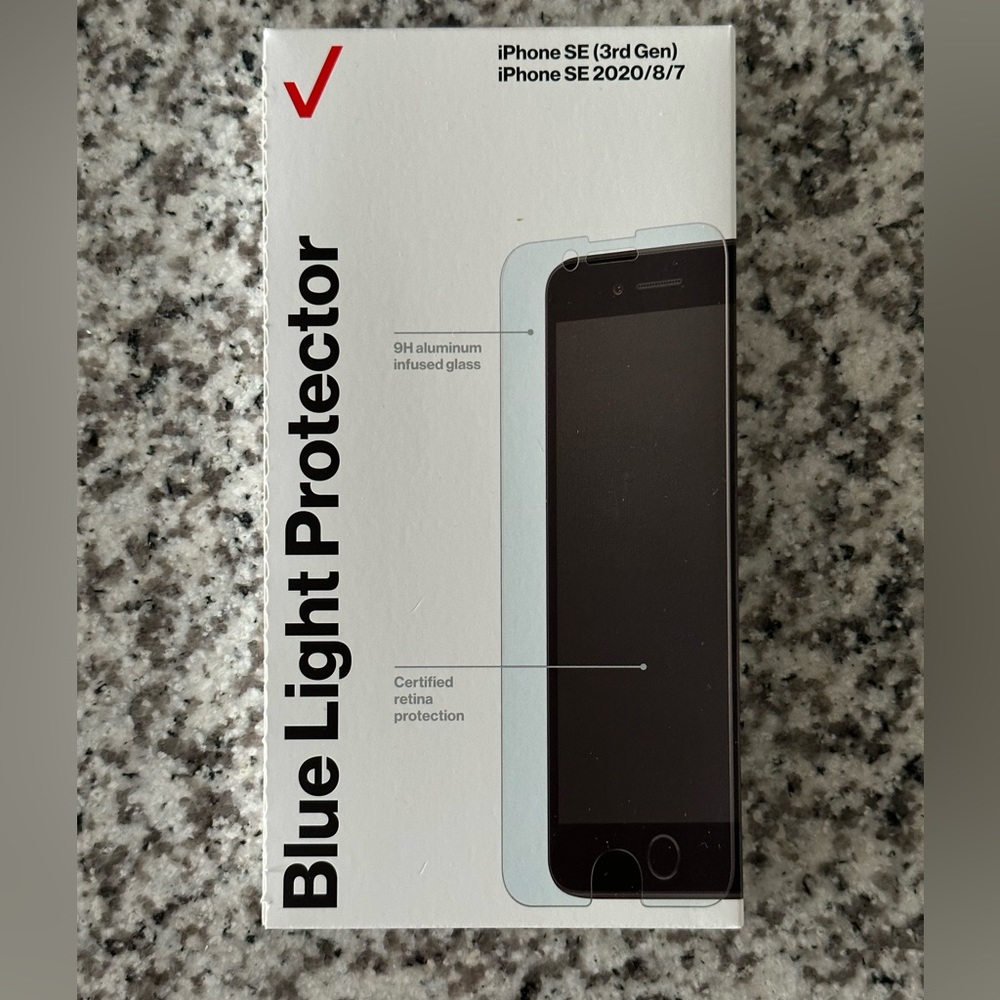 Verizon Blue Light Tempered Glass Screen Protector for iPhone SE (3rd Gen)